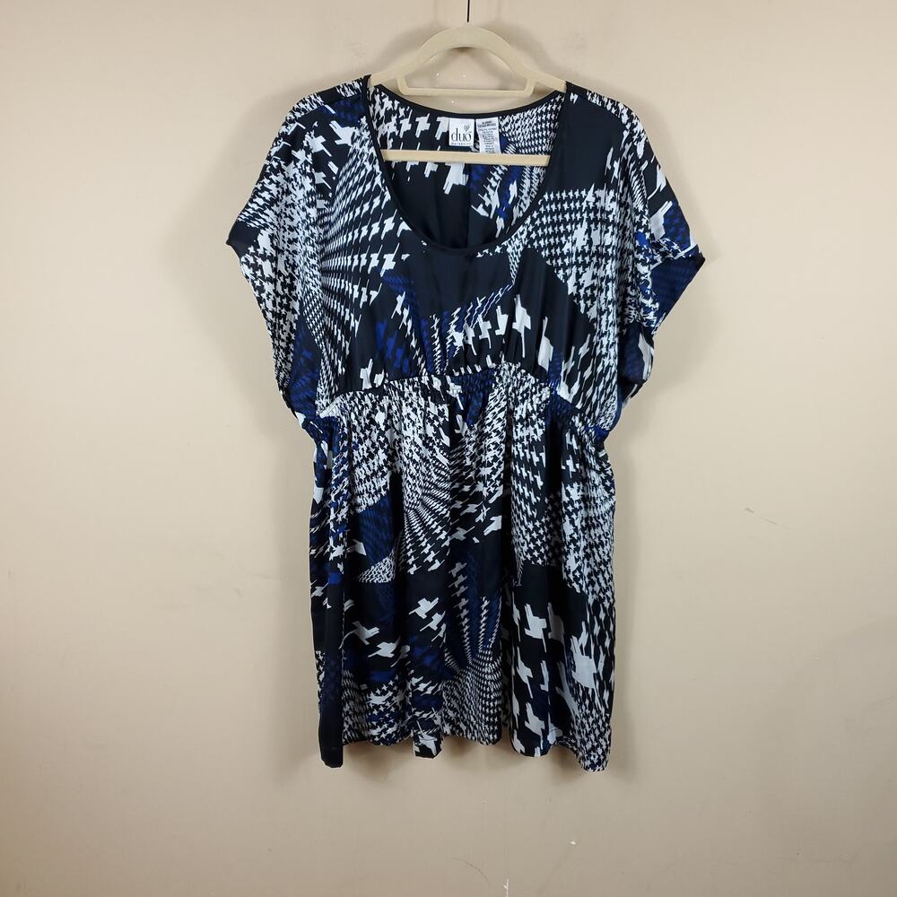 Duo Maternity Mixed Gingham Print Empire Waist Tunic Blouse Size L